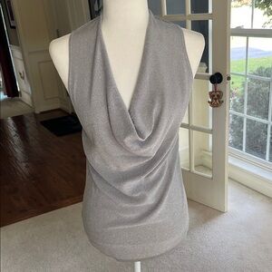 Ann Taylor Silver Sleeveless Drape Top